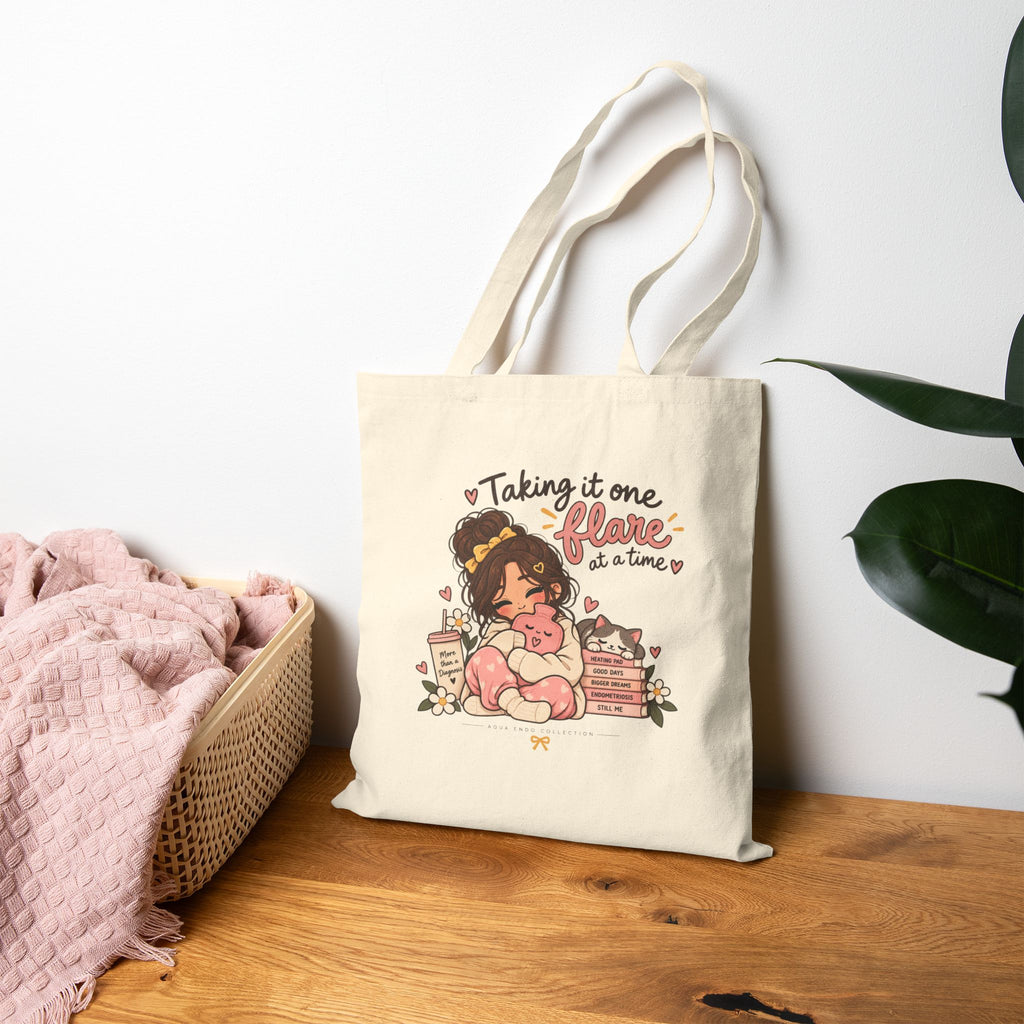 Tote Bag — "Taking It One Flare at a Time" Cute Cozy Girl Canvas Tote