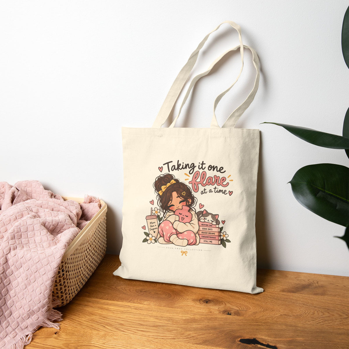 Tote Bag — "Taking It One Flare at a Time" Cute Cozy Girl Canvas Tote
