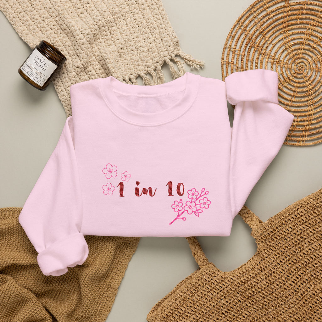 1 in 10 Floral Sweatshirt — Awareness Ribbon Design