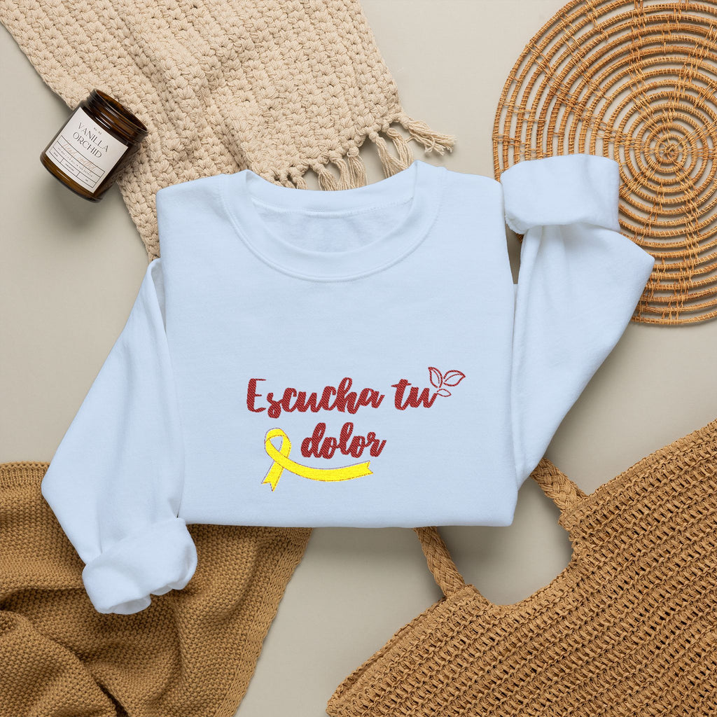 Endometriosis Awareness Sweatshirt - 'Escucha Tu Dolor' Yellow Ribbon Crewneck