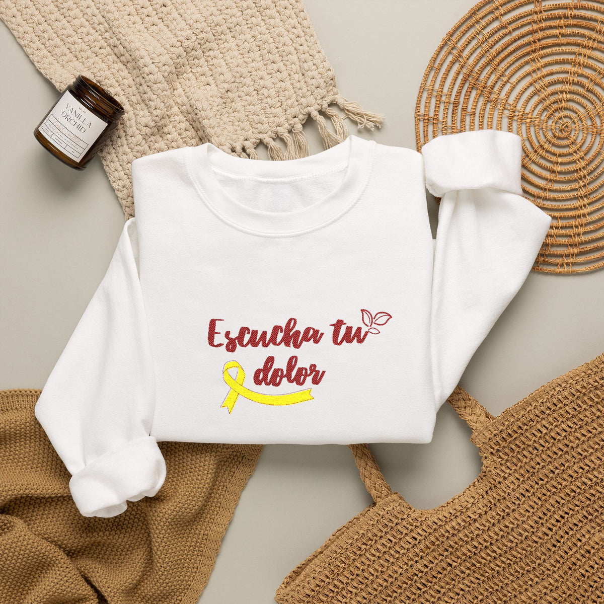 Endometriosis Awareness Sweatshirt - 'Escucha Tu Dolor' Yellow Ribbon Crewneck