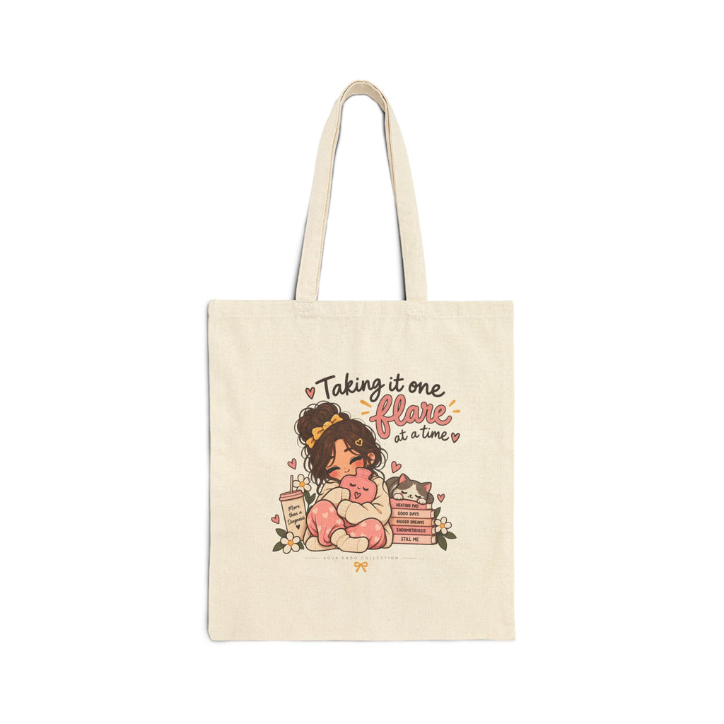 Tote Bag — "Taking It One Flare at a Time" Cute Cozy Girl Canvas Tote