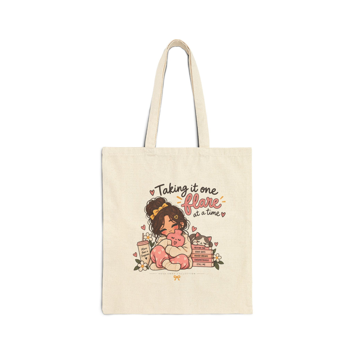 Tote Bag — "Taking It One Flare at a Time" Cute Cozy Girl Canvas Tote